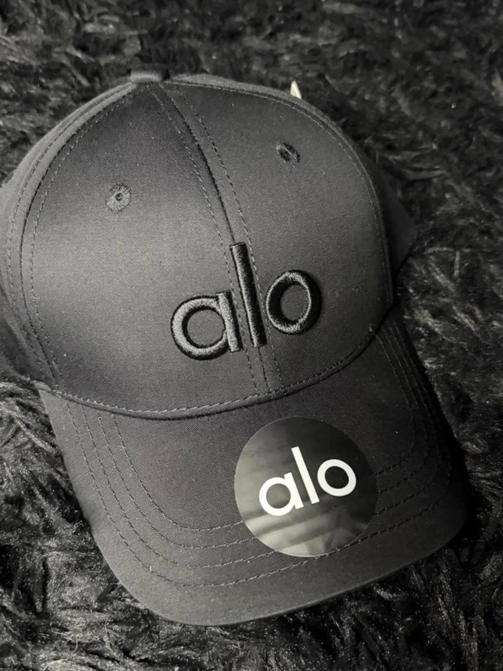 ALO Yoga Kids Black Embroidered Logo Cap